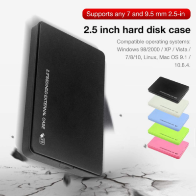 USB 2.0 Transparent Portable Case – Clear 2.5″ SATA HDD/SSD Enclosure, Tool-Free Design